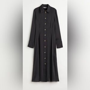 H&M Satin Shirt Dress in Black Size US Medium